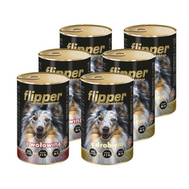 Mokra karma dla psa FLIPPER mix smaków 6 x 1240 g