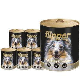 Mokra karma dla psa FLIPPER z wołowiną i drobiem 24 x 800 g